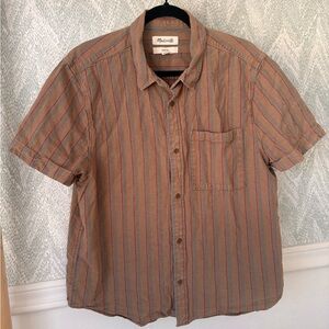Madewell Brown Striped Linen Button-Down Shirt